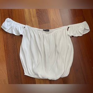 Brandy Melville Beccah White Off Shoulder Crop Top